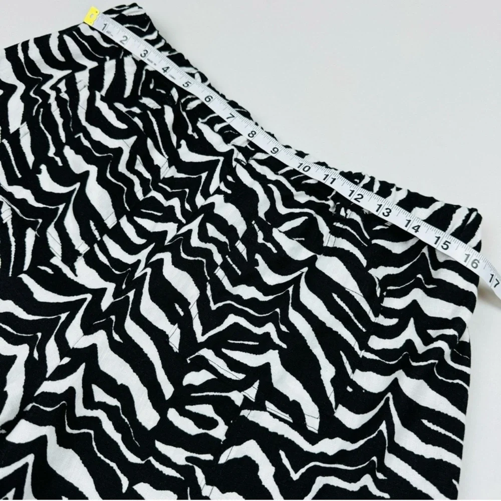 Calvin Klein Striped Linen Relaxed Straight Leg Pull-on Pants
